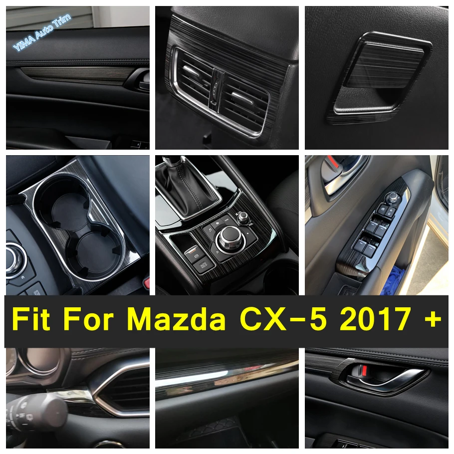 

Black Auto Window Glass Lift / Water Cup Holder / Rear Air Outlet Cover Trim Fit For Mazda CX-5 2017 - 2024 Interior Accessories