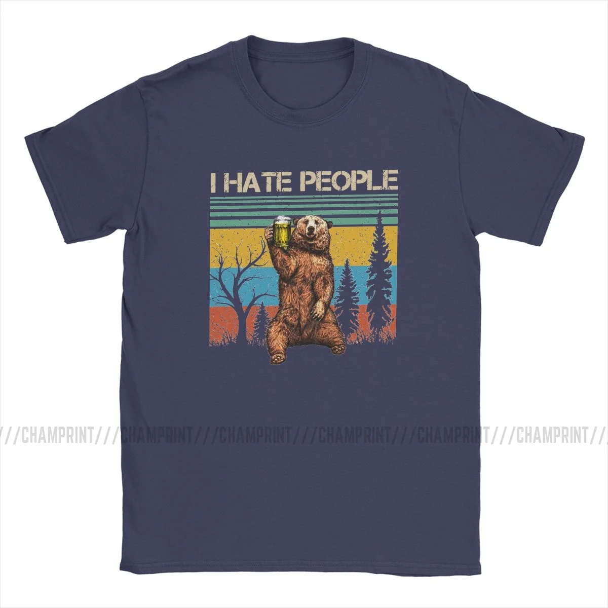 Funny Bear Funny Gift I Hate People T-Shirts Men Round Collar 100% Cotton T Shirt Vintage Short Sleeve Tees Summer Tops