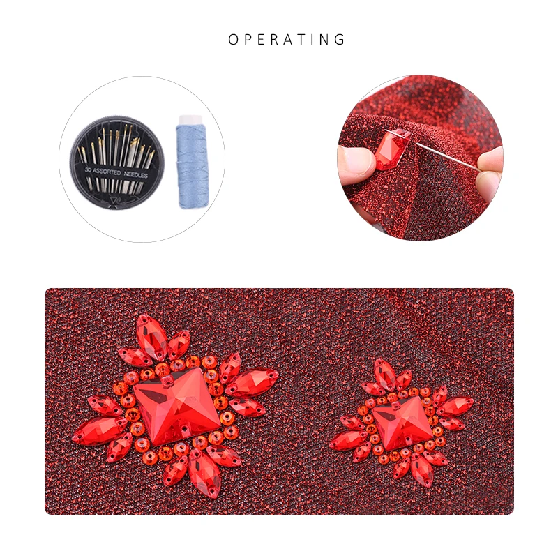 QIAO Sapphire AAAAA Sew On Rhinestone Crystal Glass Rhinestones Sewing Accessories For Needlework DIY Garment Dress Making