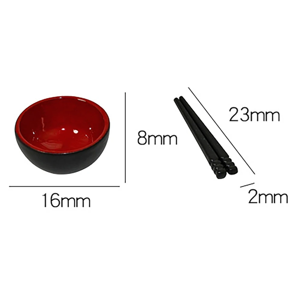 1/12 Dollhouse Miniature Accessories Mini Bowl Chopsticks Set Simulation Tableware Model for Doll House Decoration ob11