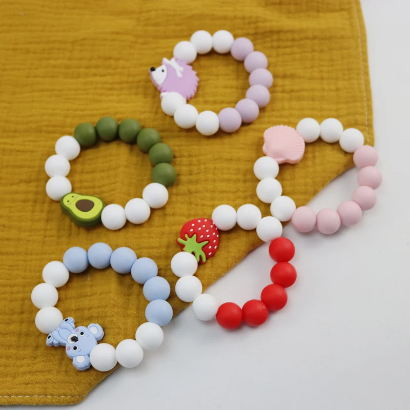 

Silicone Baby Teether Baby Rattle Baby Animal Teething Toy Bracelet Multicolor BPA Free Food Grade