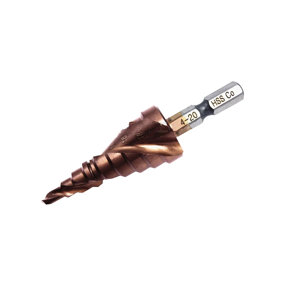 

M35 HSS-CO Step Drill Bits 4-20mm metalworking Spiral groove 1/4'' hex Shank Stainless steel tapping Cobalt plating