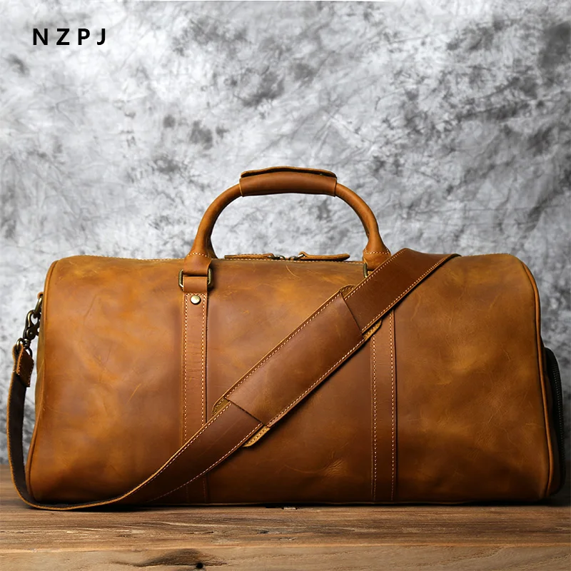 Men’s Retro Cowhide Leather Travel Bag product image