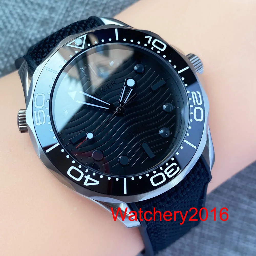 New Bliger 41mm Black Dial Sapphire Crystal Stainless Steel case Luminous hands NH35 Miyota 8215 Mingzhu Automatic Men\'s Watch