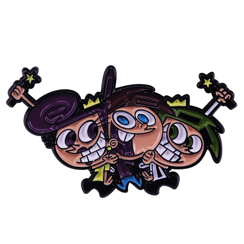 Timmy, Cosmo and Wanda brooch funny cartoon characters from the fairly oddparents