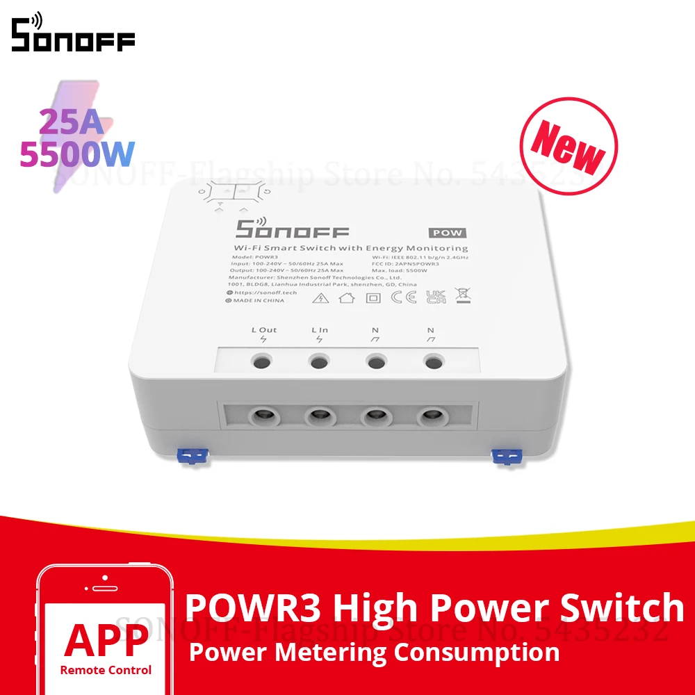 SONOFF POW R3 Wifi Smart Switch 25A Power Energy Monitoring Timer For Smart Home Automation Work with Alexa Google Home