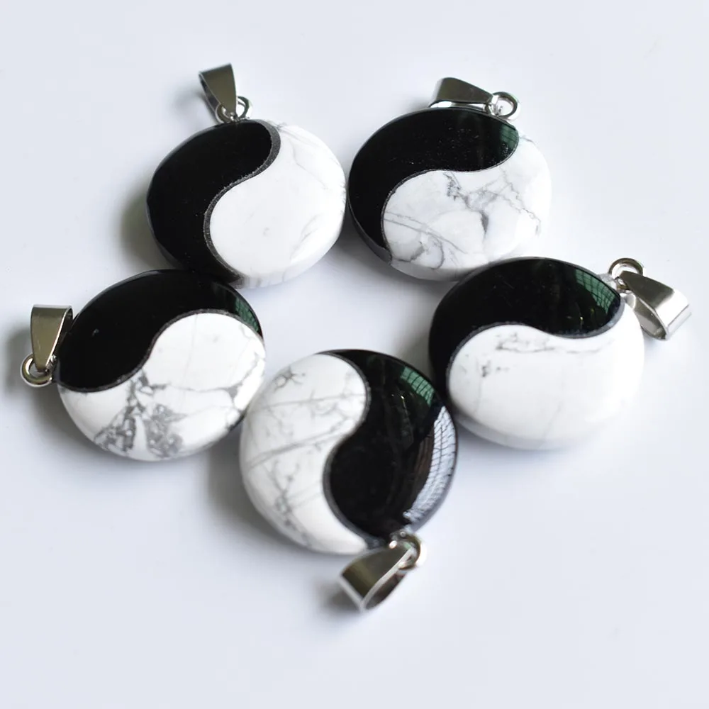 

Fashioh top quality natural stone Tai Chi Yin Yang Charm pendants for jewelry making 4pcs/lot Wholesale free shipping