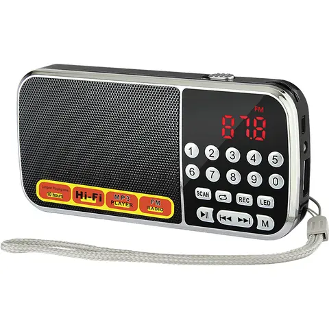 EONKO L-088VAM Multifonctionnel Numérique MP3 Radio Haut-Parleur avec Bluetooth AM/FM TF USB AUX Lampe de Poche Enregistreur 18650 batterie