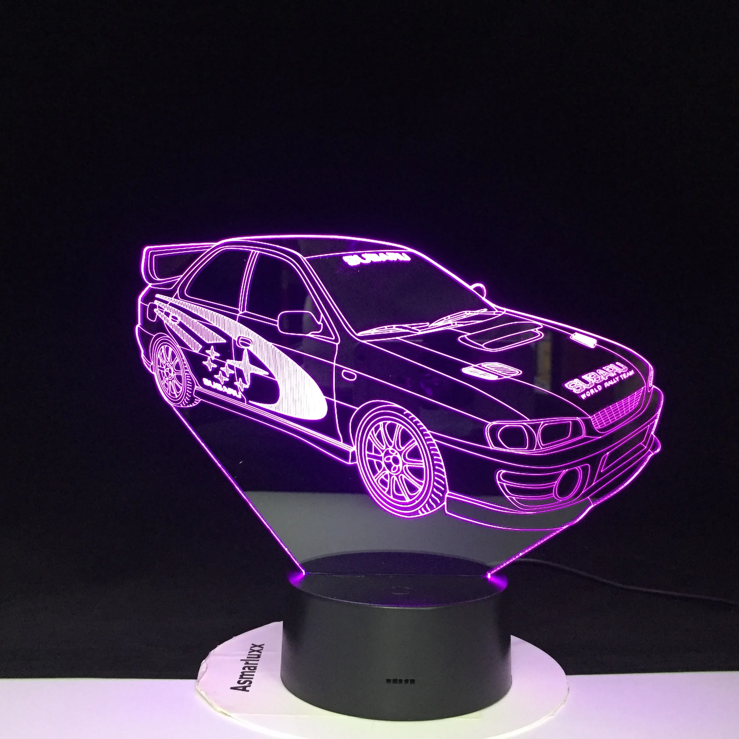 Lámpara 3D de coche de carreras multicolor con control remoto para regalo de cumpleaños, luz nocturna Led óptica de Lava alimentada por batería,