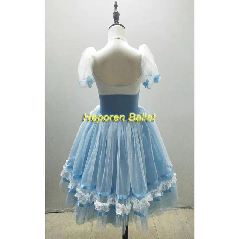 Swan Coppelia Ballet Dress For Competition Sky Blue Color, Children Or Adult Ballet Costumes For Leo Delibes Copellia