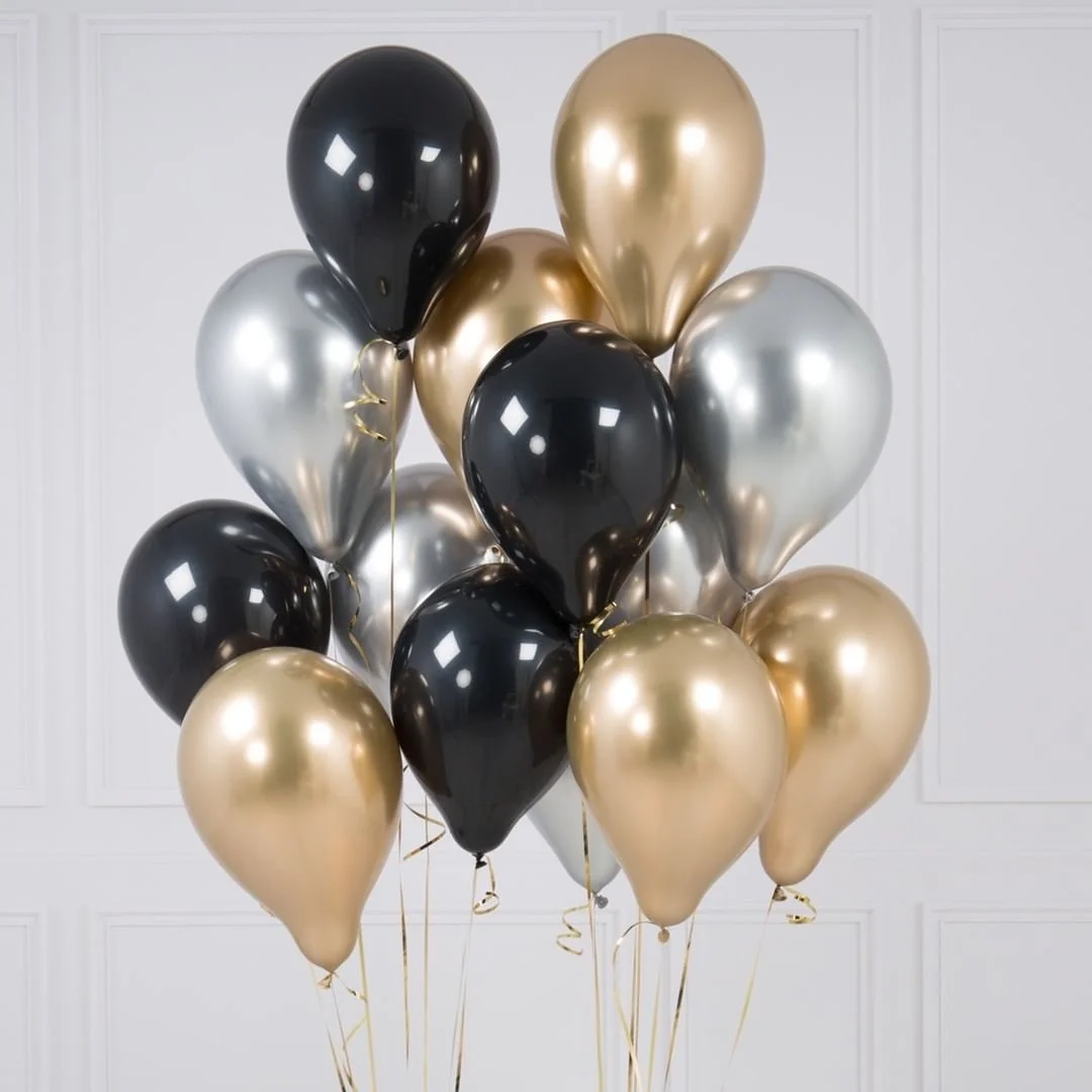 1set Gold Black Balloons Tower with 1-9 Black Number Foil Balloon for Men\'s 30 40 50 60 Birthday Party Decorations DIY Gifts