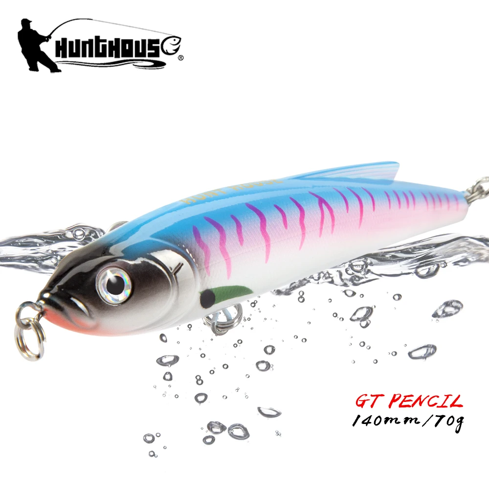 

Hunthouse Sinking Pencil Fishing Lure Hard Bait Trolling Lure Stickbait For Bass Fishing 14cm 70g With VMC Hooks Pescar Zander