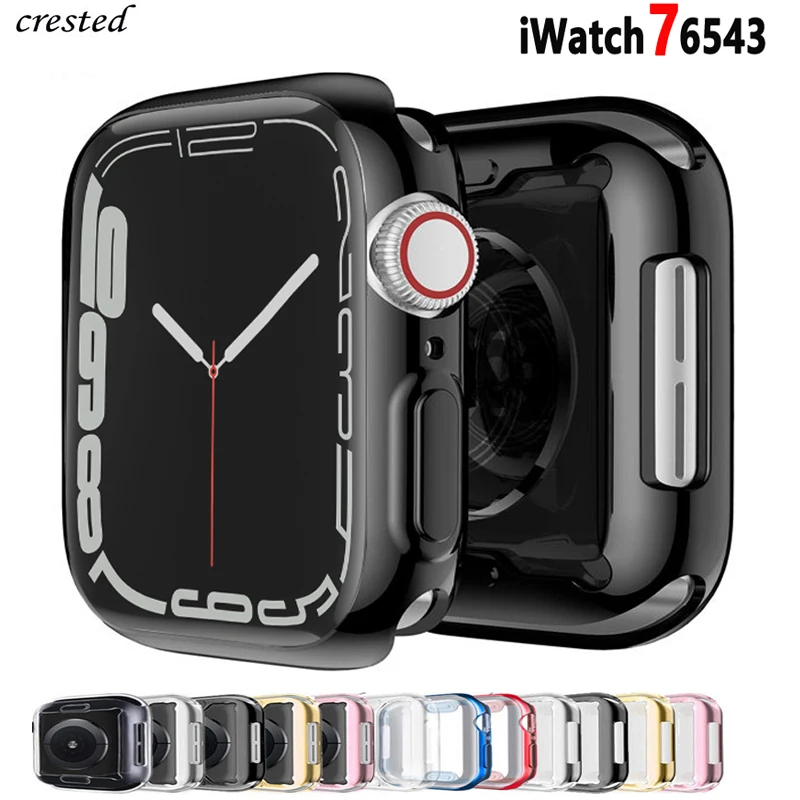 Cover for Apple Watch Case 45mm 41mm 44mm 40mm 42mm 38mm TPU bumper Accessories Screen Protector iWatch Series 9 8 7 6 5 4 3 SE