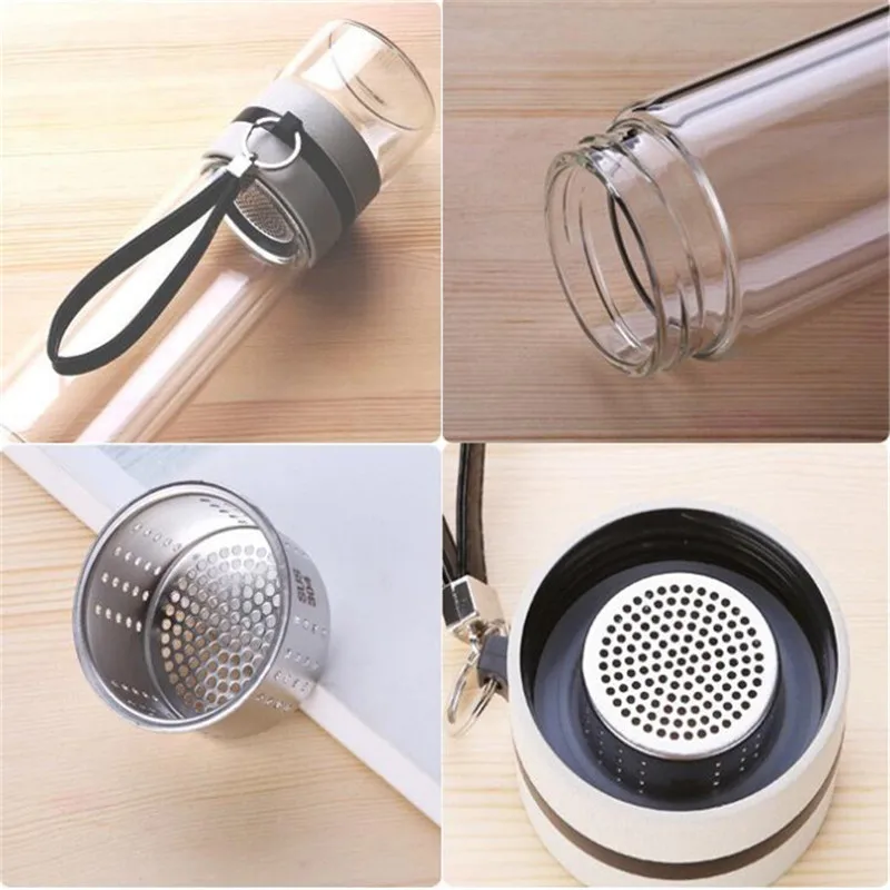 Travel Drinkware Portable Double Wall Glass Tea Bottle Tea Infuser Glass Tumbler Stainless Steel Filters The Tea Filter