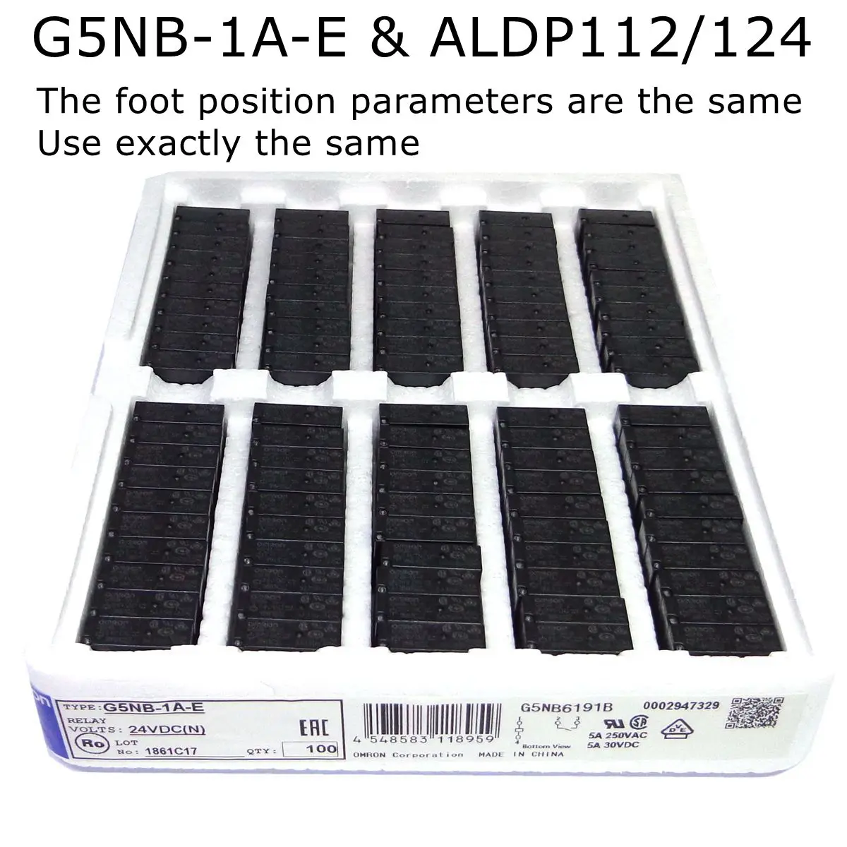 100%-New 100PCS ALDP112 ALDP124 ALDP105 RELAY G5NB-1A-E 5V 12V 24V DC relay new and original