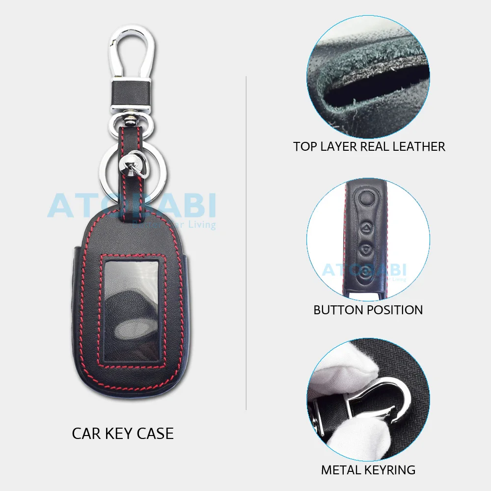 Leder Auto Schlüssel Fall Für StarLine B92 B62 B94 B64 B95 X96 Zwei Weg Auto Alarm System LCD Fernbedienung anhänger Protector Abdeckung Haut – Detail 2