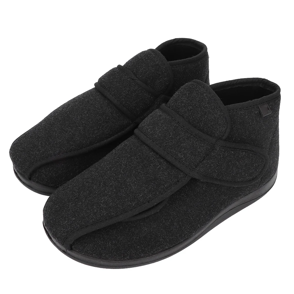 Diabetic Slippers Diabetic Thumb Eversion Deformation Postoperative Care Adjustable Fat Feet Flat Shoes Memory Foam Soles Black