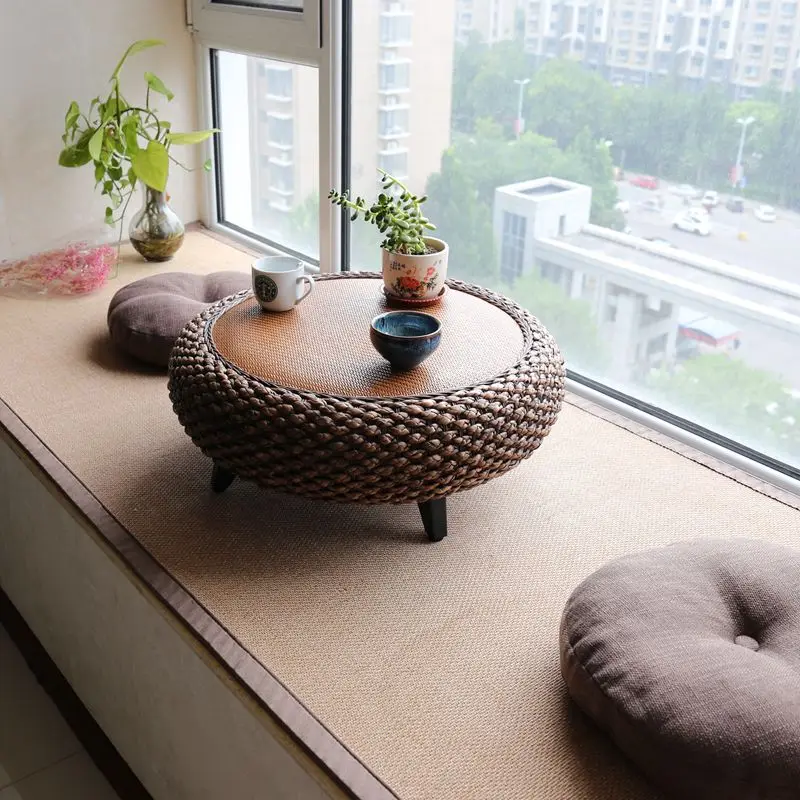 Handmade Rattan herbata kawa stół z balkonem do okna stół do nauki nauki na meble do salonu japoński stół Tatami