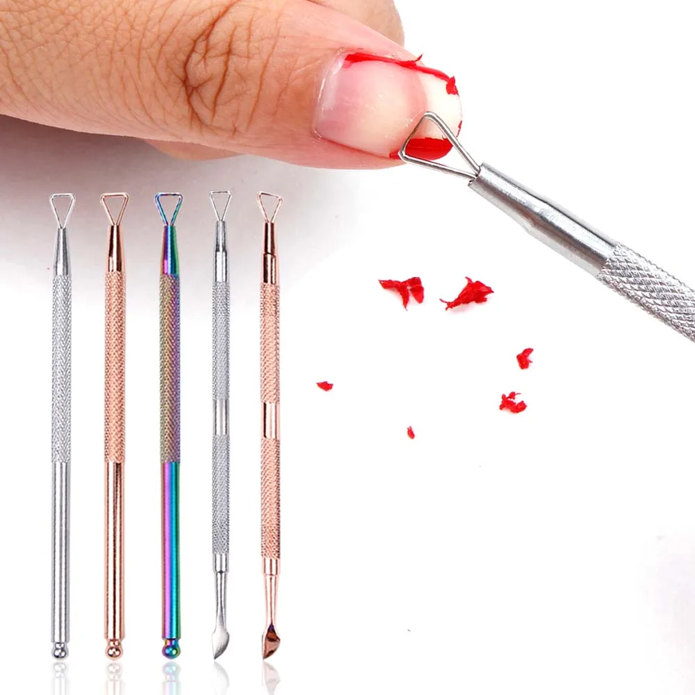 Gel Polish Remover Cleaner Nail UV Gel Remover Culticle Pusher Dead Skin Removing Stainless Steel Stick Rod Manicure Nails Tool