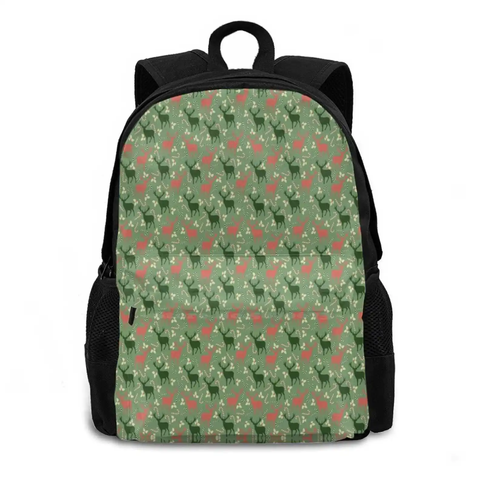 Christmas Deer Patterns Backpack para Família, Bolsa de Viagem, Laptop, Escola, Natal, Família, Moda