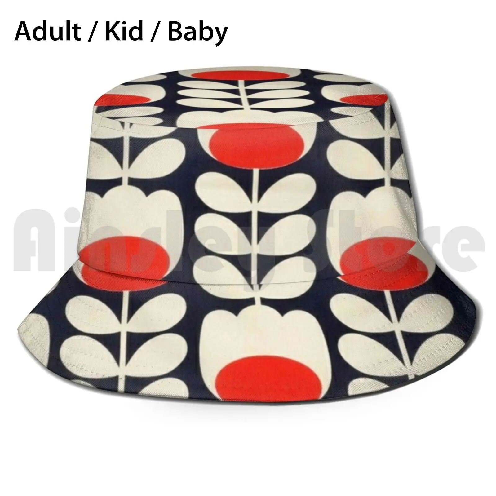 Orla Kiely Flowers Design Bucket Hat Adult kid baby Beach Sun Hats Orla Kiely Retro Pettern Scandinavian Flower Mid Century