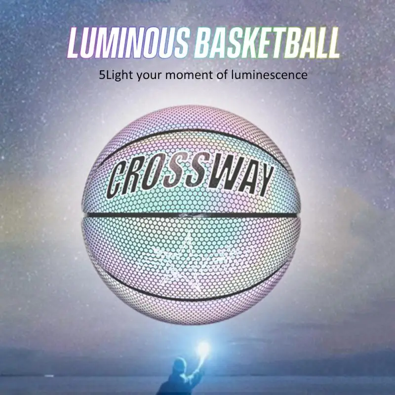 

Crossway Fashion Night Reflective Individual Holographic Basketball PU Leather Street 7# Personality Cool Sport gift