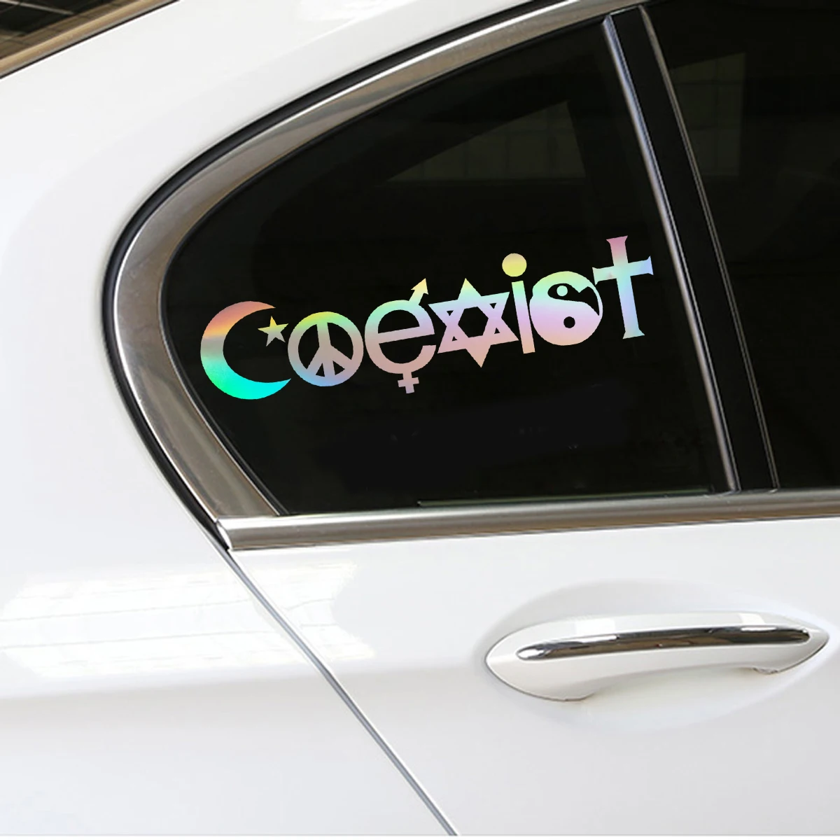 COEXIST Car Sticker Peace Decal For Cars Auto Motorcycle Bumper Window Door Body JAYJOE Dropshipping Vinyl Car Stickers