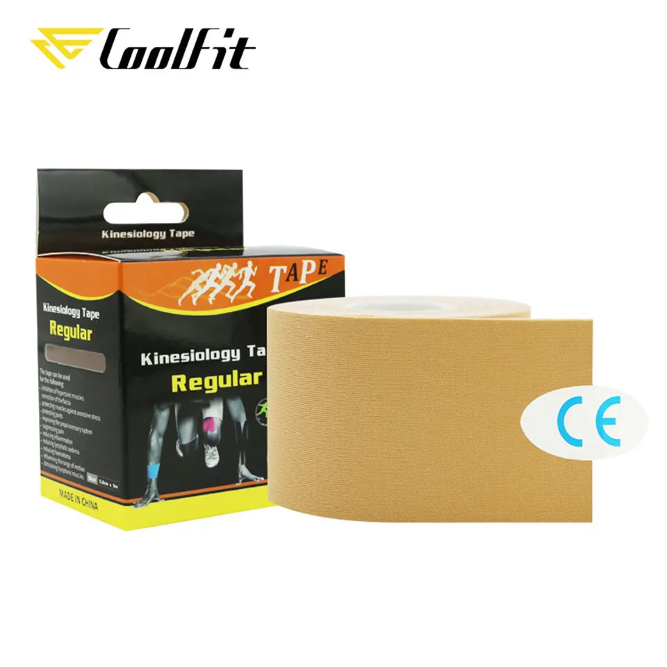 CoolFit 5cm*5m Upgraded Pre Cut Muscle Tape Elastic Roll Sport Kneepad Internal Cotton Elastic Adhesive Kinesiology Patch Injury