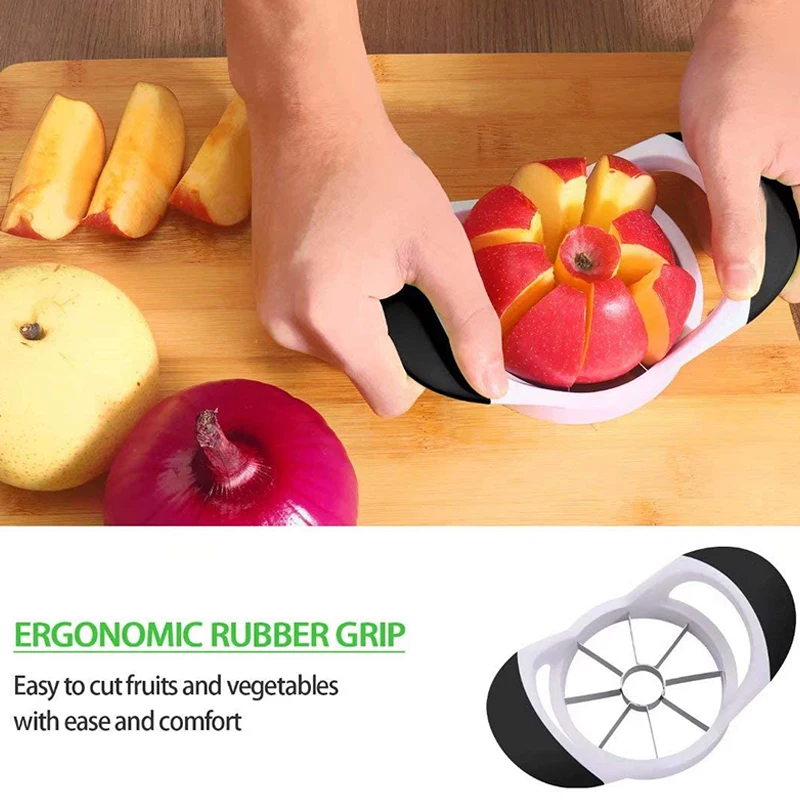 Professional Apple Slicer Easy Cutter Stainless Steel Apple Corer Vegetable Fruit Divider Tool With Rubber Handle Kitchen Gadget