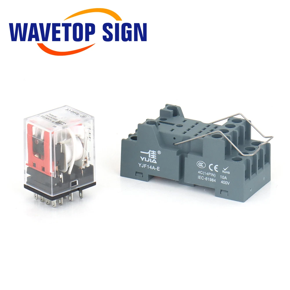 WaveTopSign Mini รีเลย์ระดับกลางฐาน14Pin YJF14A-E DC หนาทองแดงเทป4กลุ่มสำหรับ Co2เลเซอร์ตัดและแกะสลัก Machin