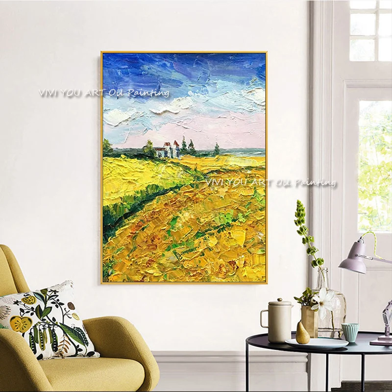 High Quality 100% Handmade Green Grass oil painting spring nature paintings coloring on canvas living room decoration Canvas Art