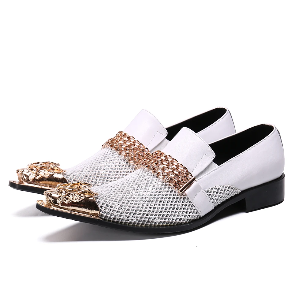 

Sepatu Pria White Weaving Dress Men Shoes Breathable Men Buckle Shoes Men Business Oxford Loafers Shoes Men Wedding Pointy Shoes