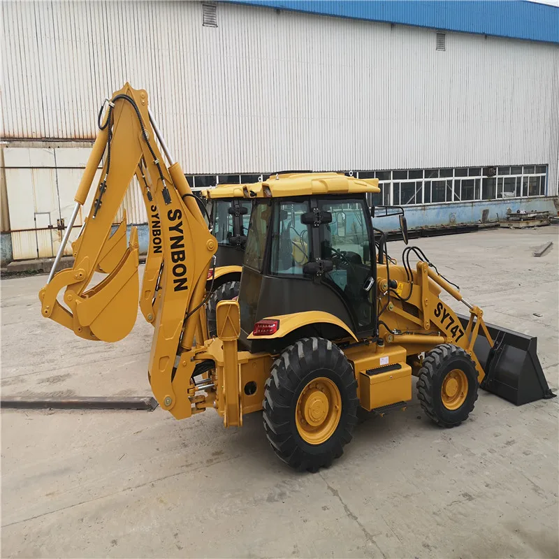 SYNBON Backhoe Loader Excavation Loading Excavator 4 Wheel Drive Bucket SY747