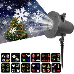 12 Patterns Christmas Snowflake Laser Light Snowfall Projector Outdoor Indoor Garden Laser Projection Light New Year Party Decor