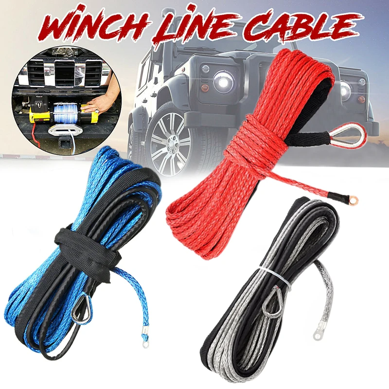 

3/16'' x 50' 7700LBs Synthetic Fiber Winch Line Cable Rope W/ Sheath Synthetic ATV UTV Blue