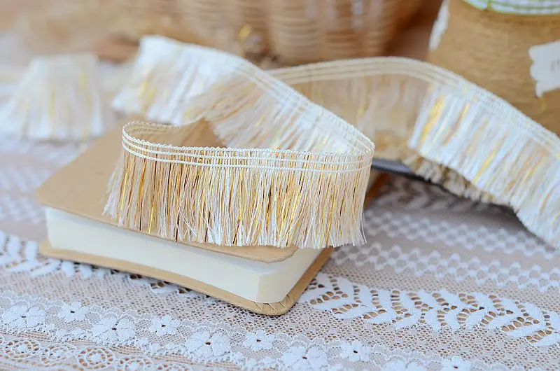 3cm 4meters/lot Beige cotton with gold tassel curtain fringe household lace trim X980