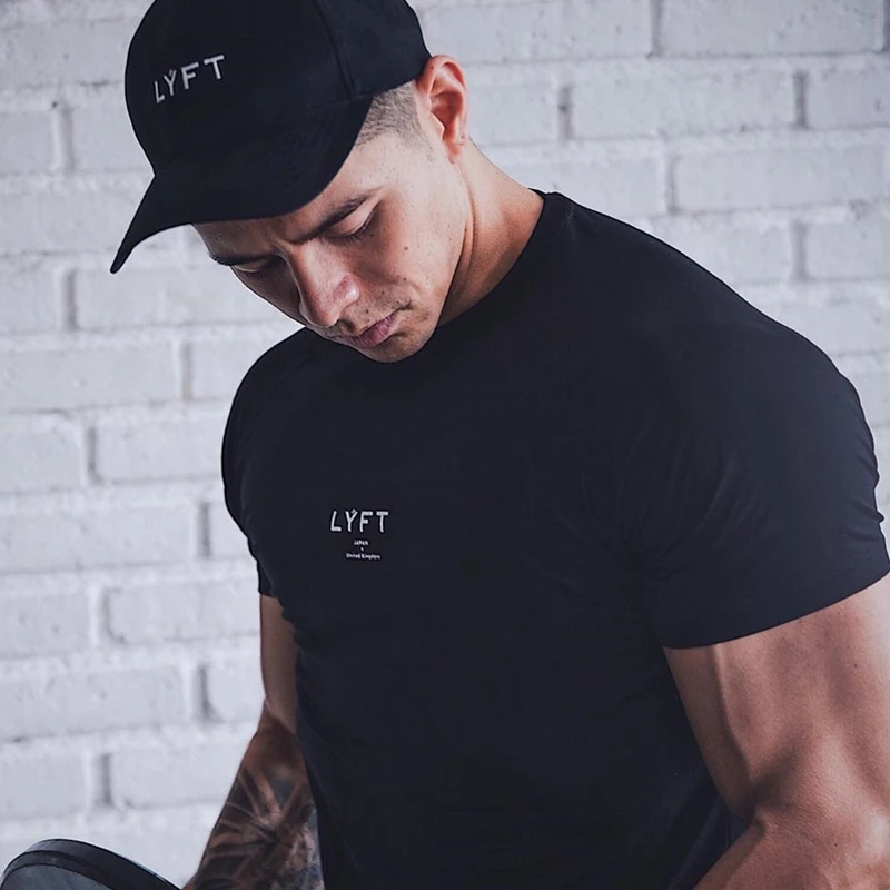 JP&UK Men Short Sleeve Cotton T-shirt Casual Print T shirt Gym Fitness Bodybuilding Workout Tees Tops Male Summer Brand Clothing