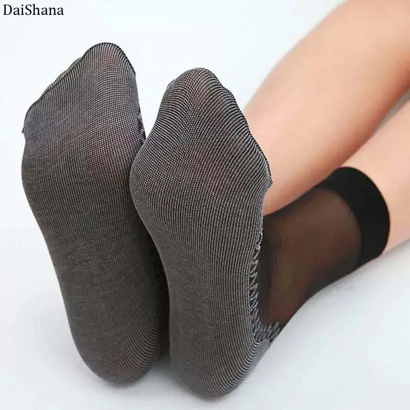 10Pairs High Quality Women Socks Velvet Silk Spring Summer Socks Breathable Soft Cotton Bottom Wicking Slip-resistant Short Sock