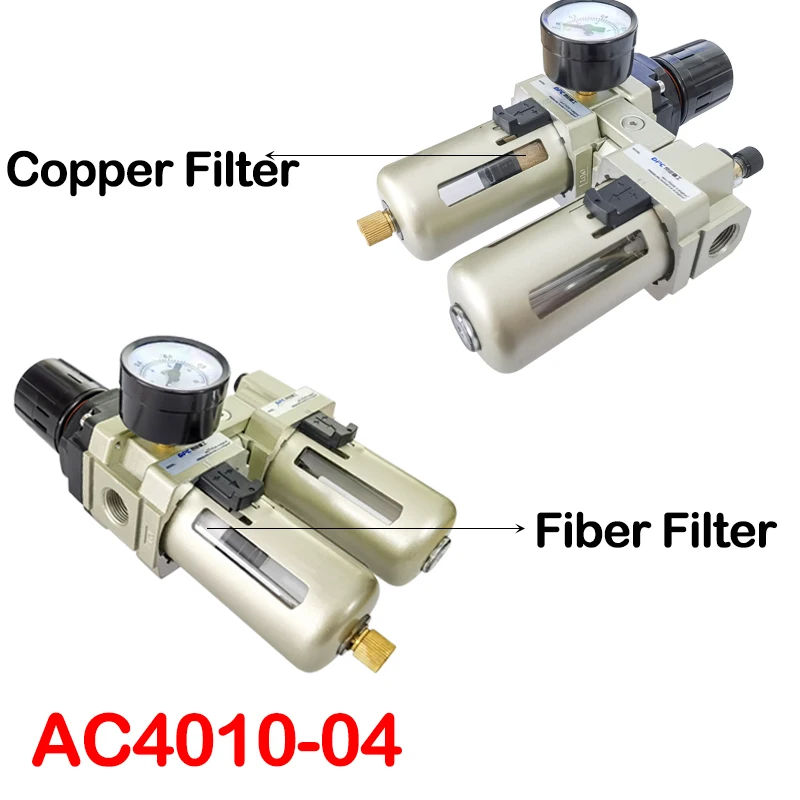 Metallic AC2010-02 AC3010-03 AC4010-04 Pneumatic Pressure Regulator Oil Water Separator Manual Drainage Compressor Air Filter.