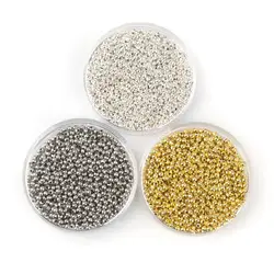 2000 PCs Doreen Box Smooth Ball Spacer Beads Alloy Gold Silver Color 2.4mm Bead For DIY Jewelry Making Accessories Wholesale