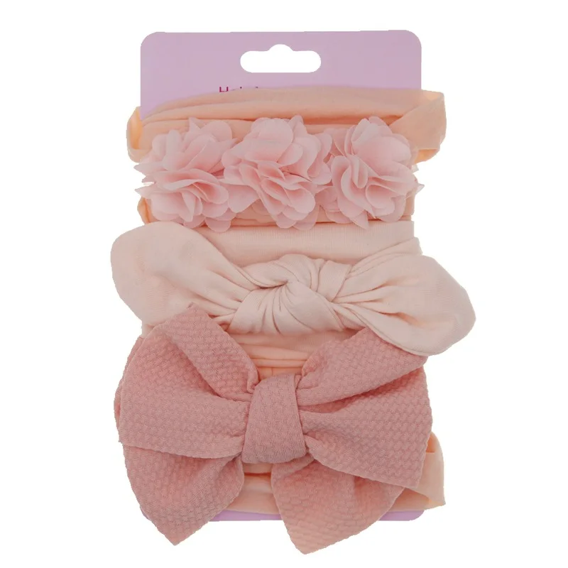 2020 Baby flower knot lovely rabbit ears soft headband children photo hair band girls nylon headband hair accessories  3pcs/lot