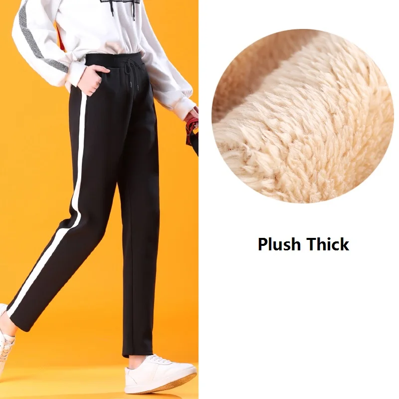 ฤดูหนาว Warm กางเกงยาวลาย Plush กางเกงผู้หญิง2021 Casual หลวม Harlan Sweatpants Y2k Harajuku กางเกงหญิง Sportwear