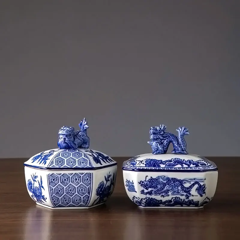 Jingdezhen Ceramic Storage Pot Tea Can Household Tea Can Blue And White Ornament Jewelry Box