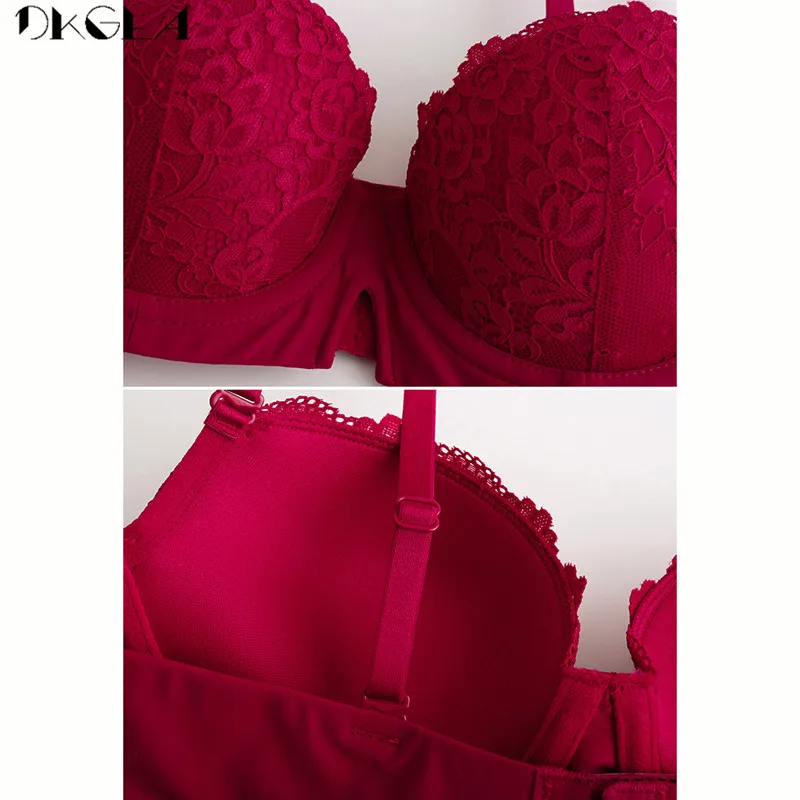 2020 New Gather Bra and Sets Lace Embroidery Sexy Underwear Set Cotton Thick Brassiere B C D Cup Push Up Bra Women Lingerie Set