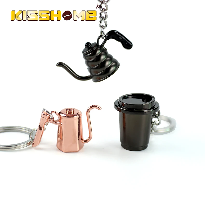 New Simulation Coffee Tamper Keychain Cafe Machine Handle MokaPitcher Keyring Coffeeware Creative EspressAccessories BaristaGift