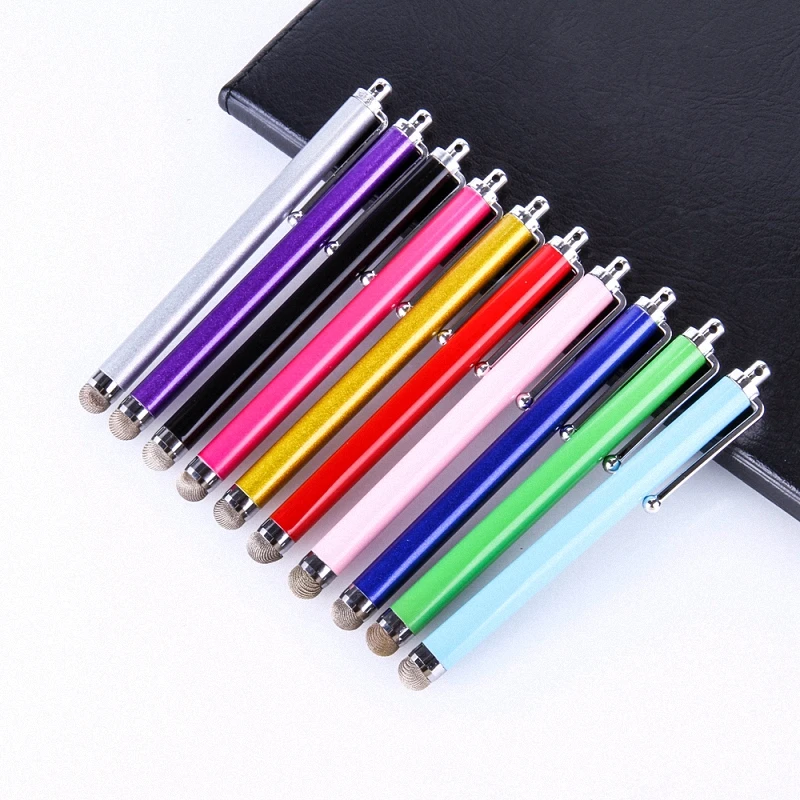 Fiber Touch Pen Metal Colorful Cloth Capacitive Universal Stylus Pens for iPhone iPad Smart Phone Tablet PC 1000pcs/lot