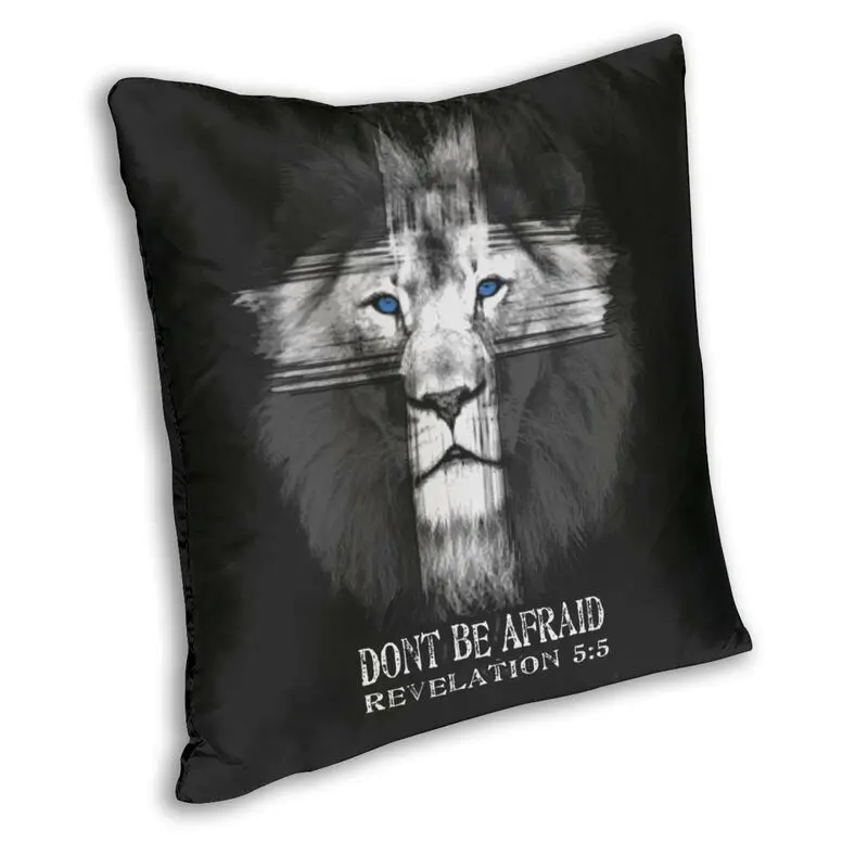 Cool Lion Of Judah Jesus Cross Cushion Covers Sofa Home Decorative Christian Faith Square Throw Pillow Cover 40x40