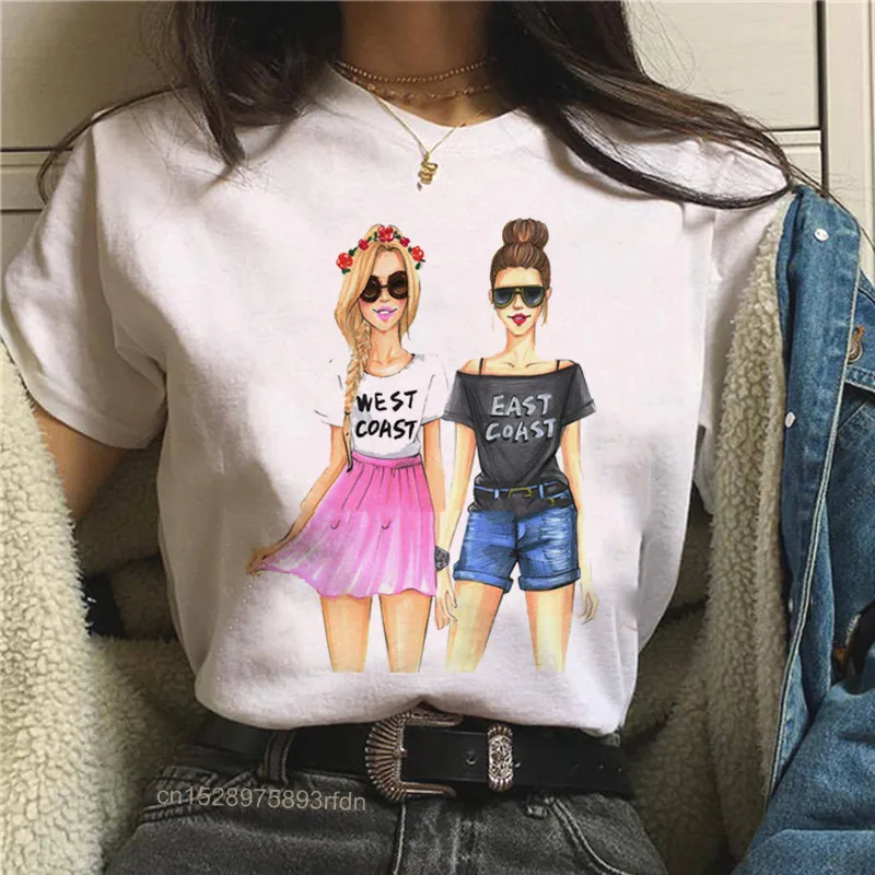 Female Hipster 90s T-shirts Harajuku Short Sleeve Tshirt Drop Ship Women Best Friends Girl T-Shirt Girl Summer Casual Tops Tees