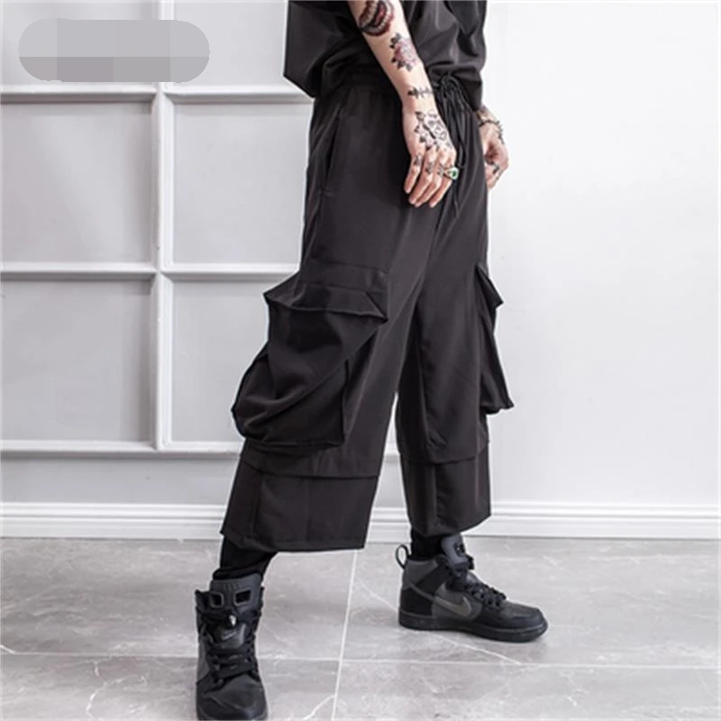 

Men's Salary Pants Spring And Summer New Personality Three-Dimensional Pocket Stitching False Two Neutral Large Size Nine Pants