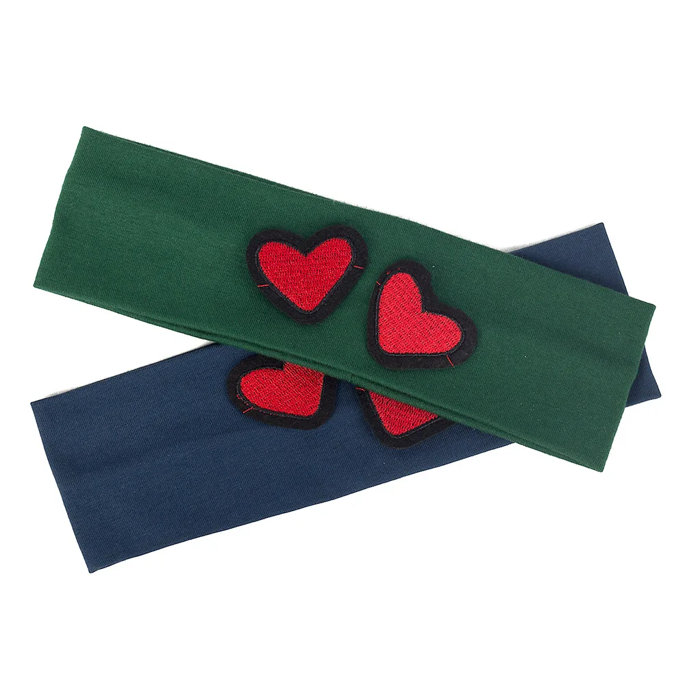 Fashion Kids Cut Love Applique Headband Baby Girls Soft Cotton Plain Flat Hairband Children Accessories Elastic Hair Bands